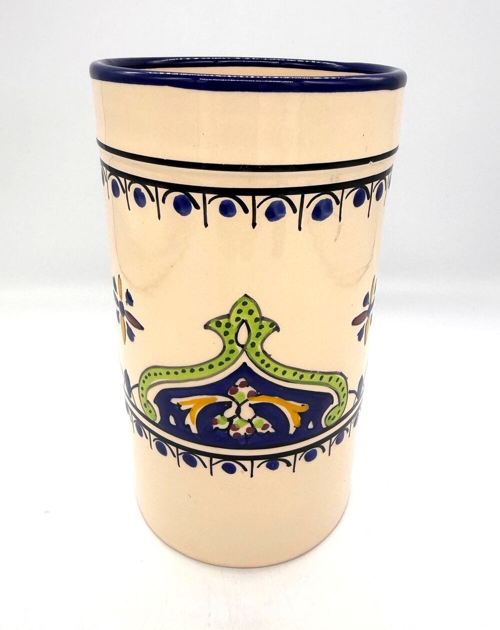 Le Souk Ceramique Salvena Stoneware Hand-Painted Utensil Holder Canister Tunisia